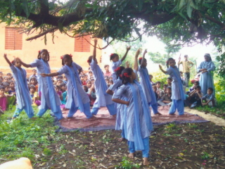 Indian girls performing a dance